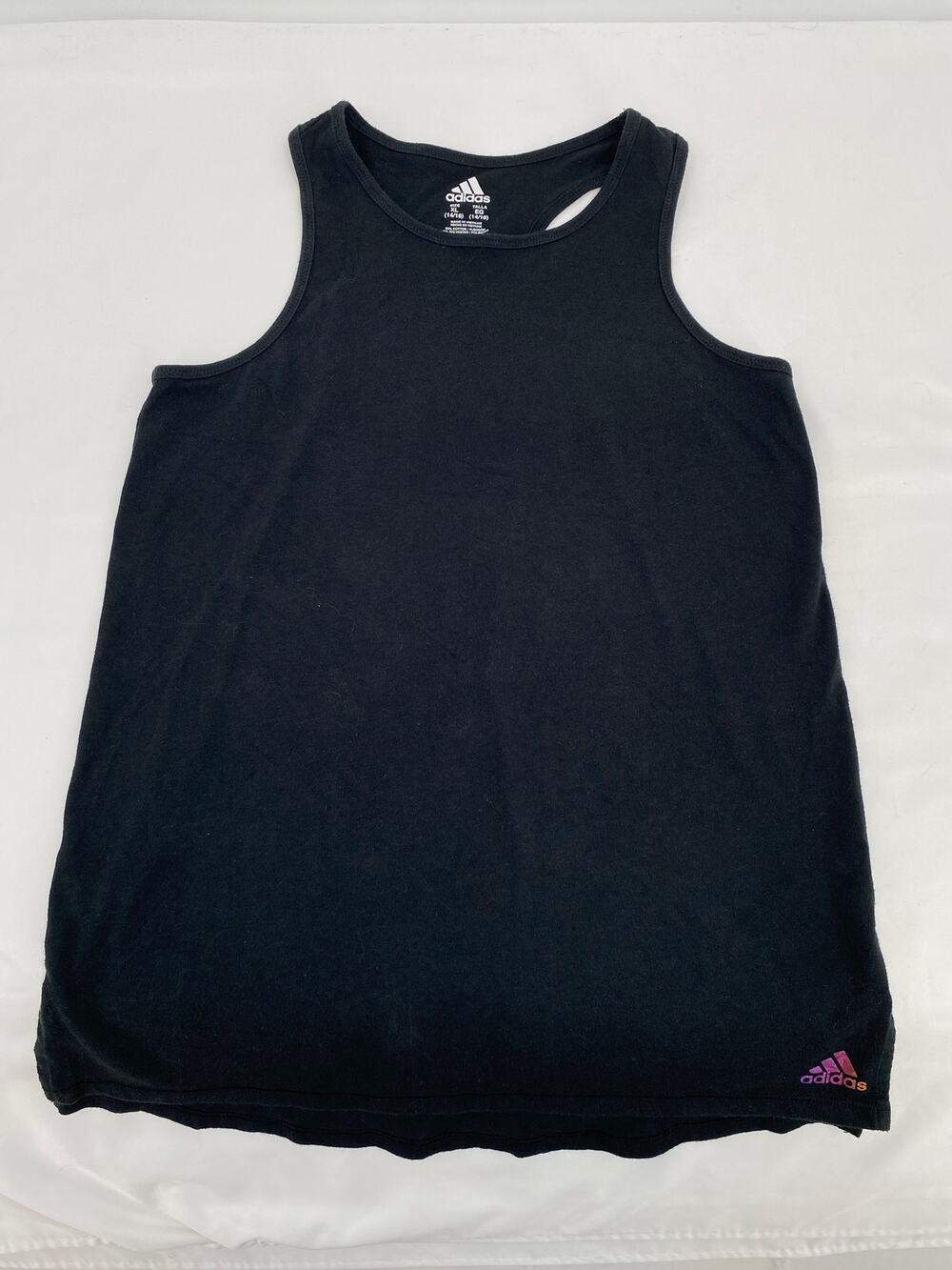 adidas Girls Sports Racerback Soft Lightweight Long Jump Tank Top Black XL 14/16